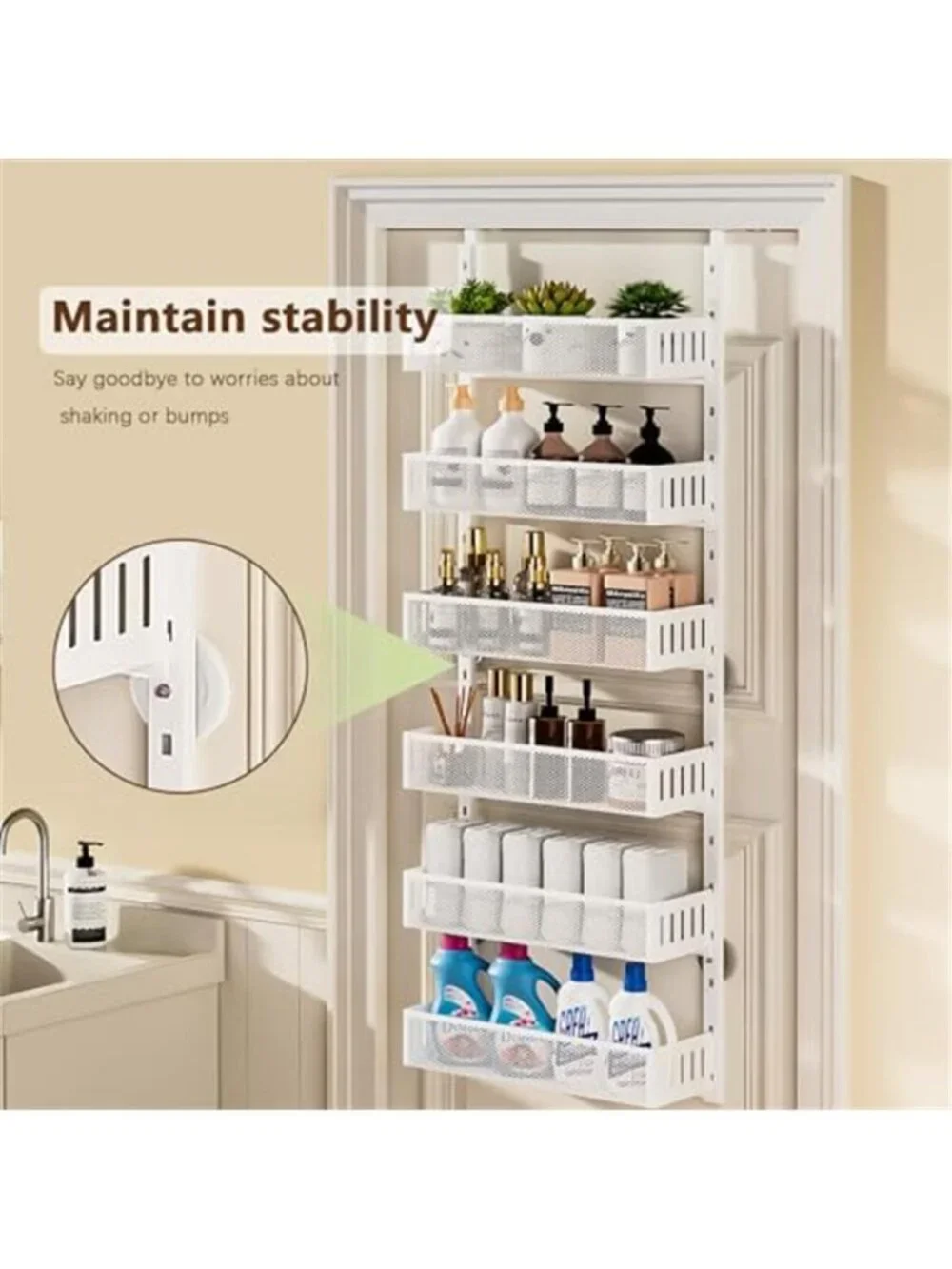 Over The Door Organizer Rack Metal Pantry Storage Adjustable Kitchen Bathroom